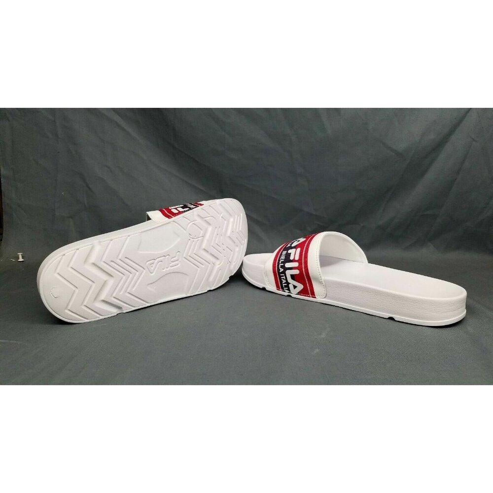 Fila Women's Drifter Logo Tape Slides Synthetic White Red Size 8 NEW WITH TAGS! - Picture 2 of 6